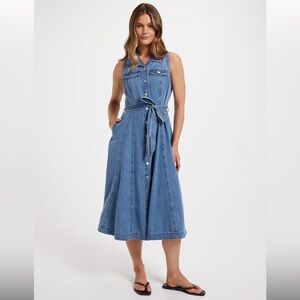 Mira Denim Midi Button-Down Dress